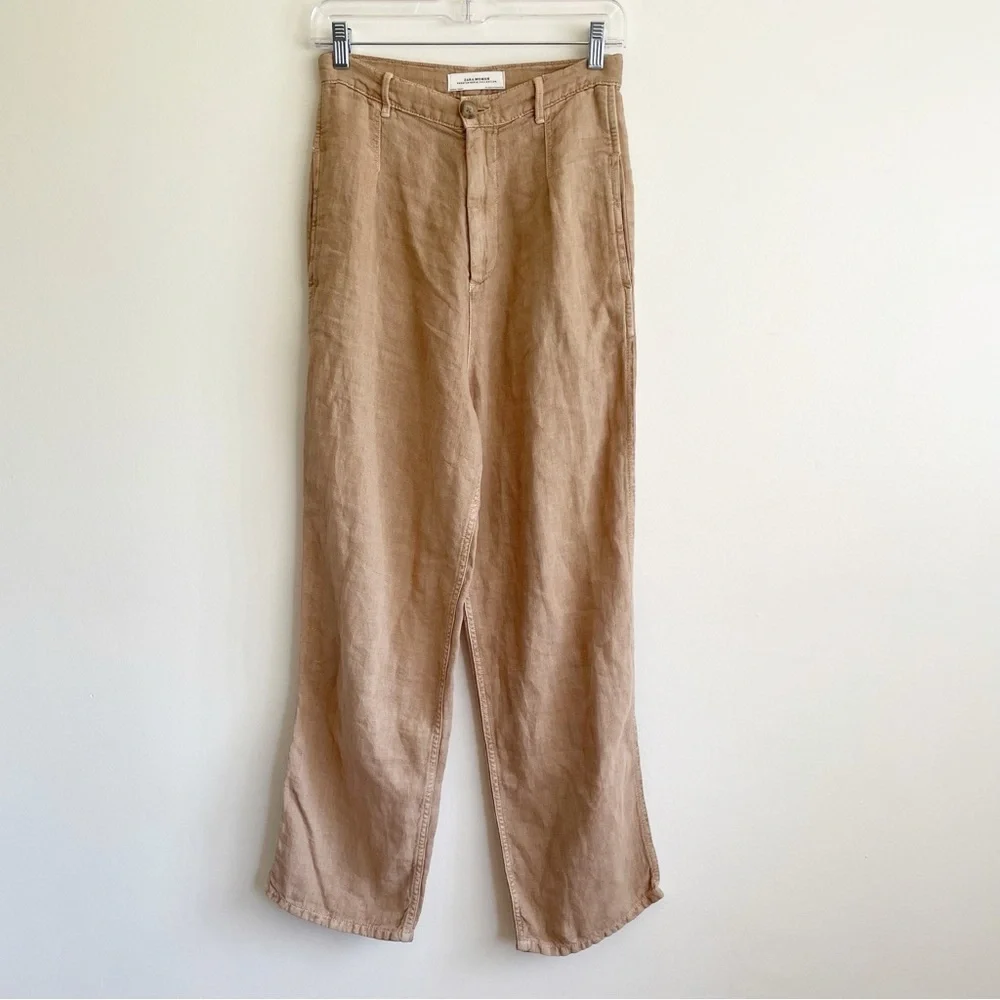 Zara wide leg linen pants trousers high rise blogger fave europe minimalist work